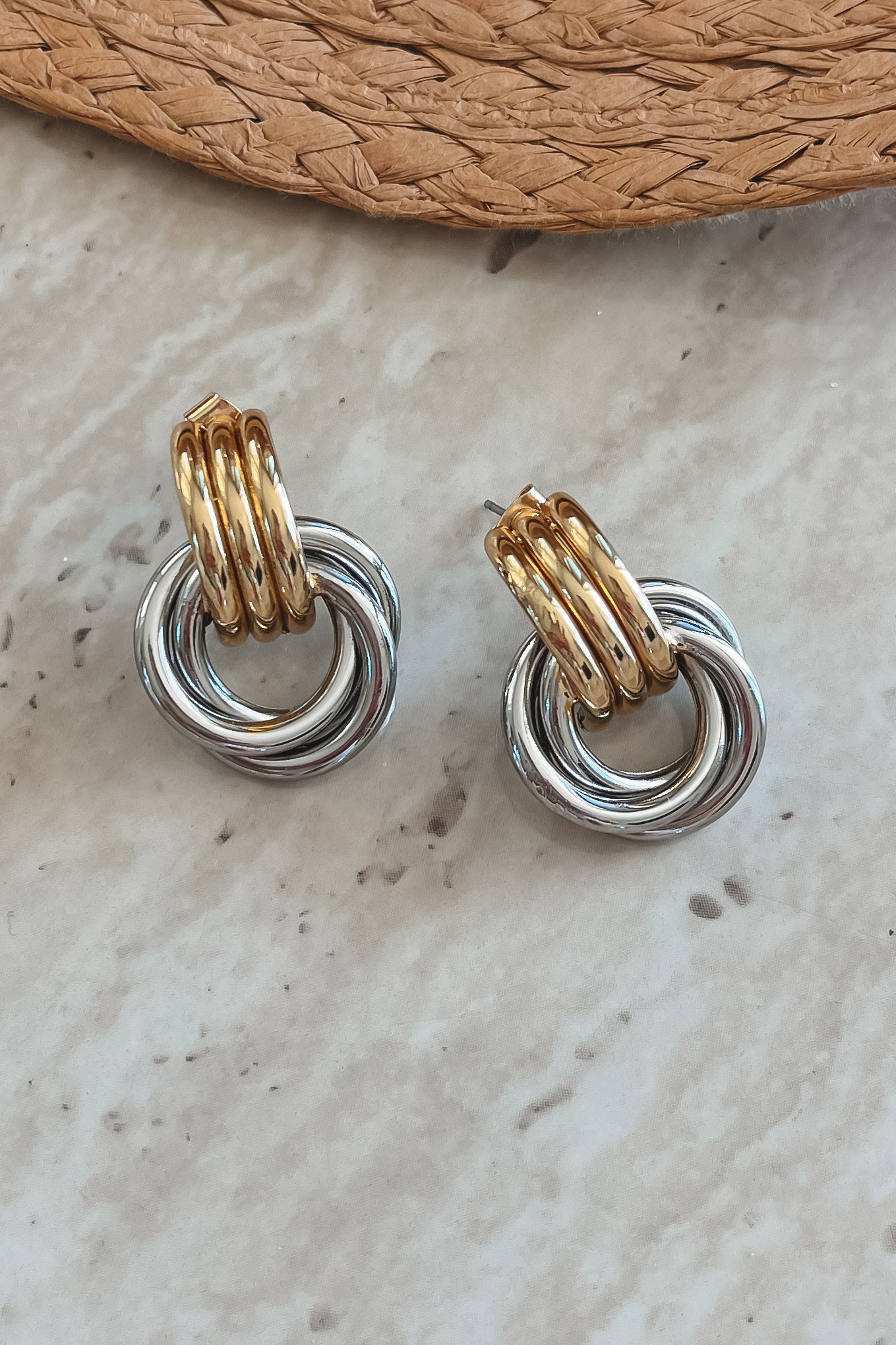 Two Fab To Care Two Tone Gold And Silver Hoop Earrings