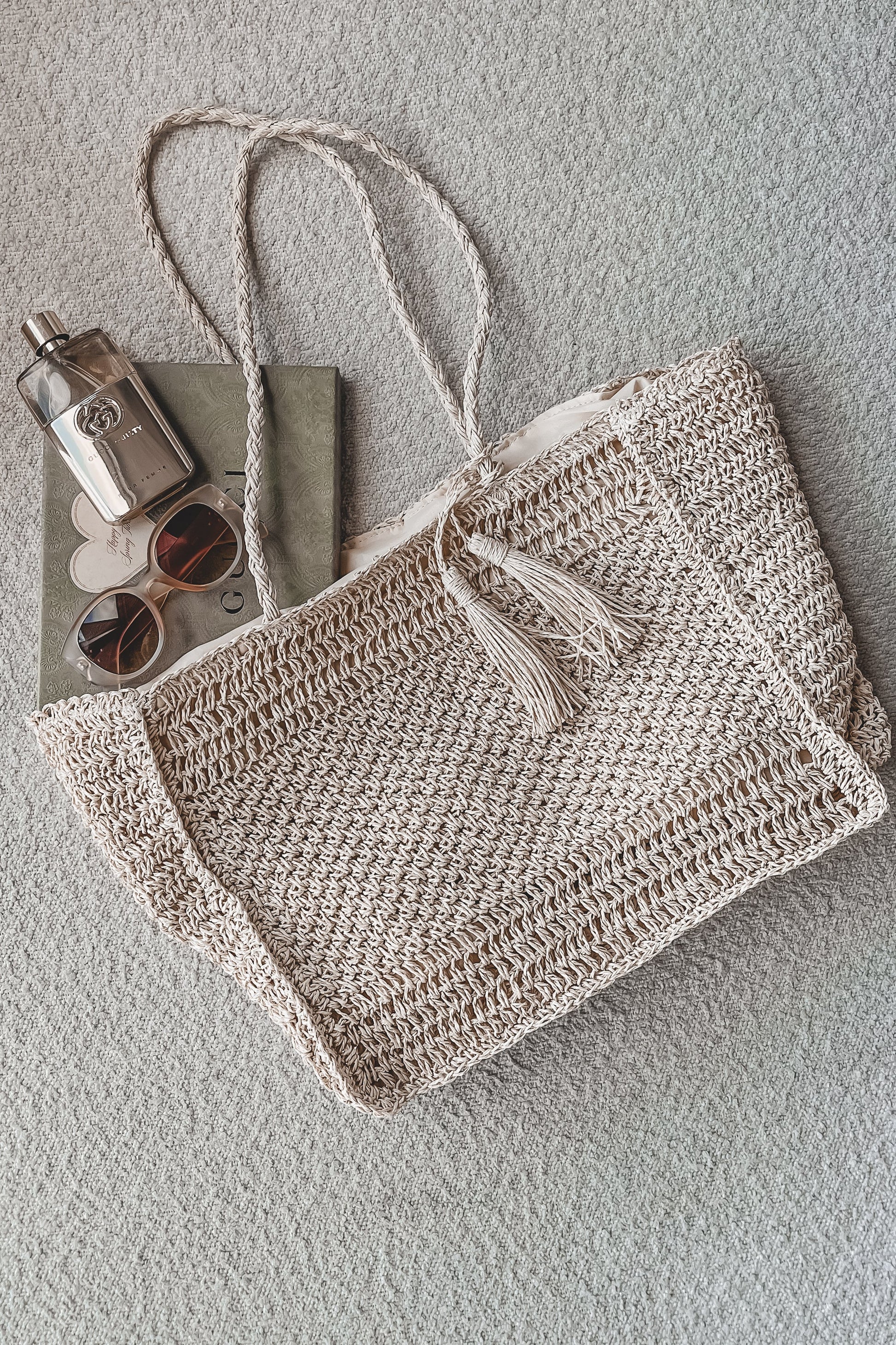 A Stroll On The Beach Straw Knit Tote Bag