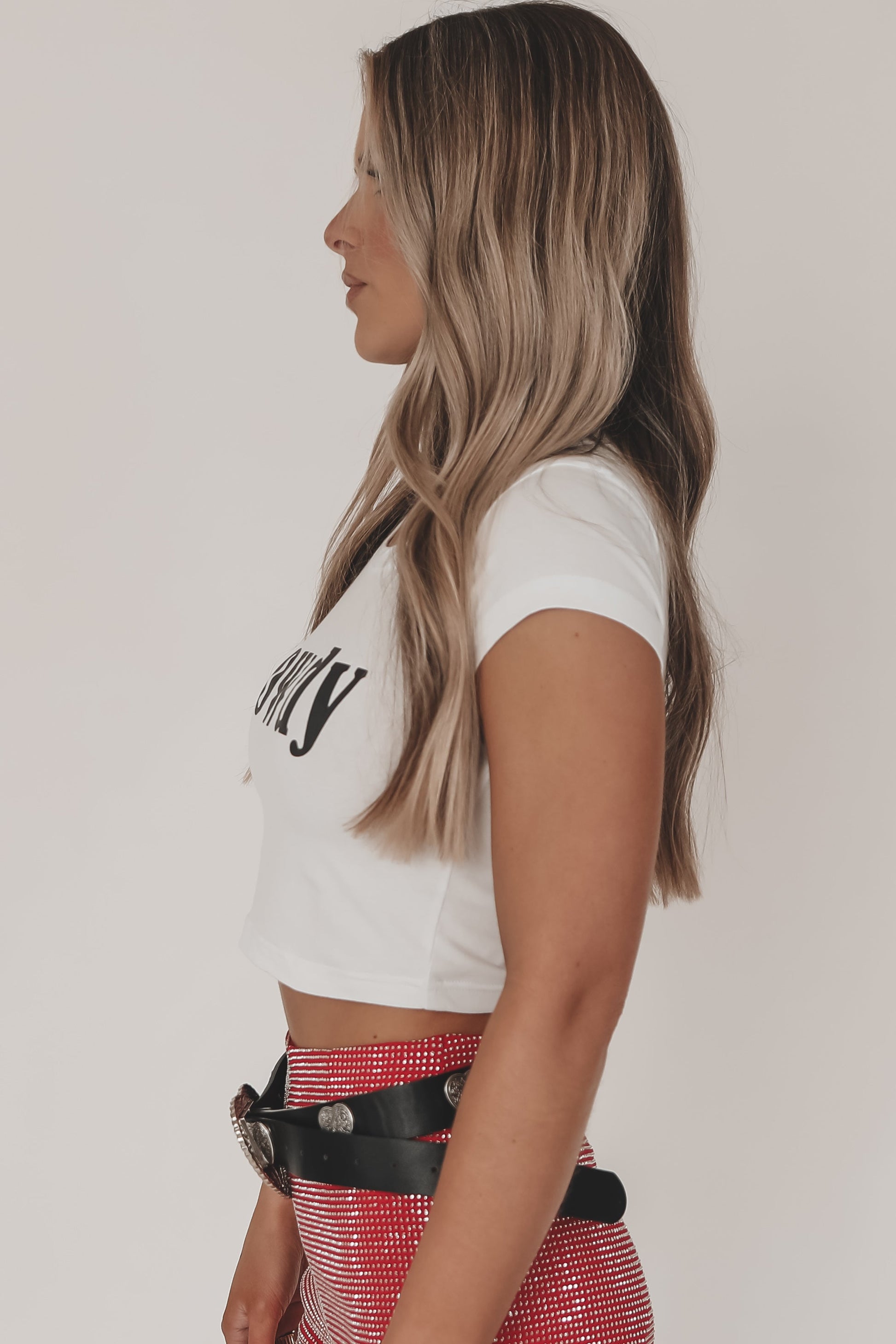 Howdy Graphic Baby Tee Crop