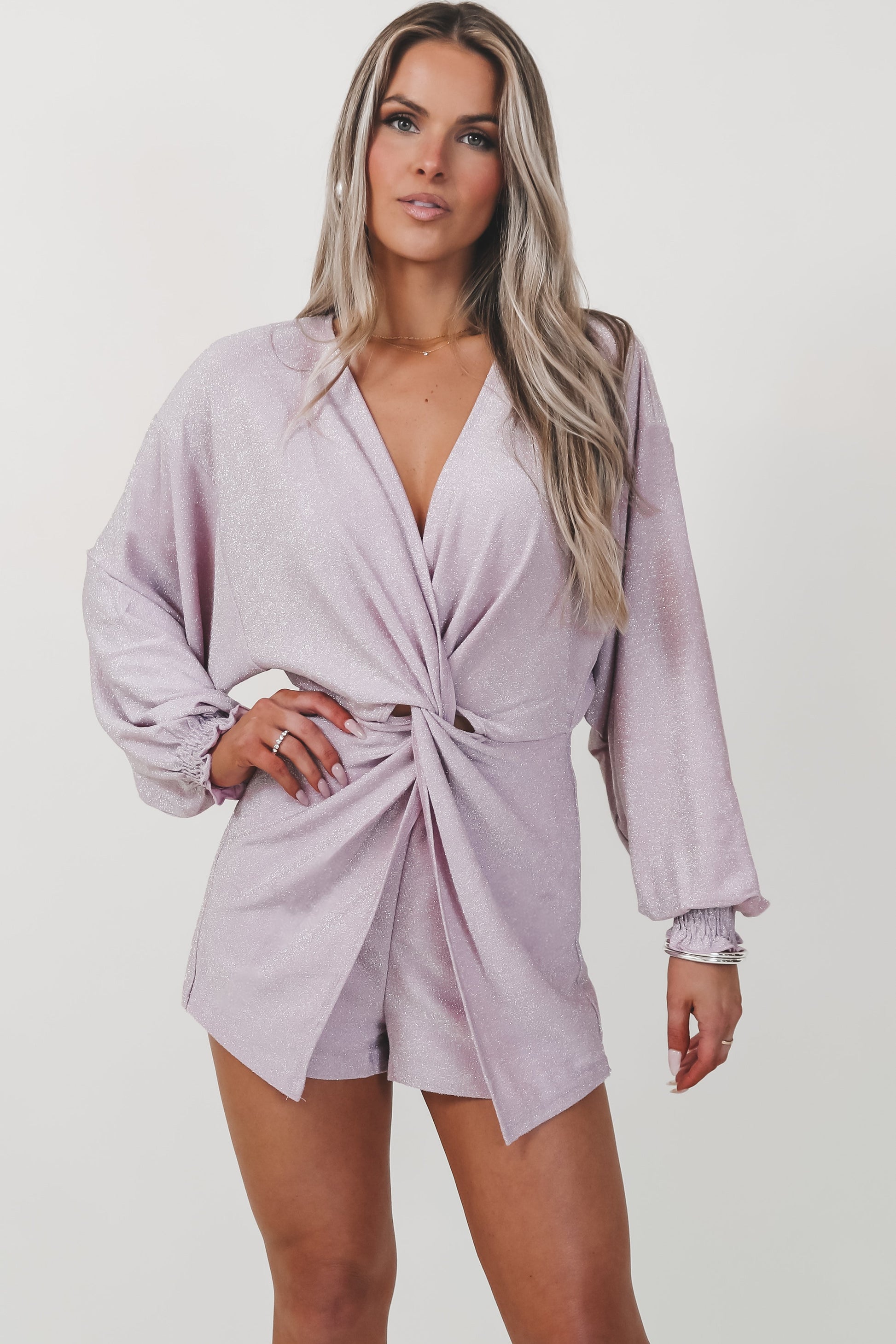 Brightest In The Room Light Purple Shimmer Romper