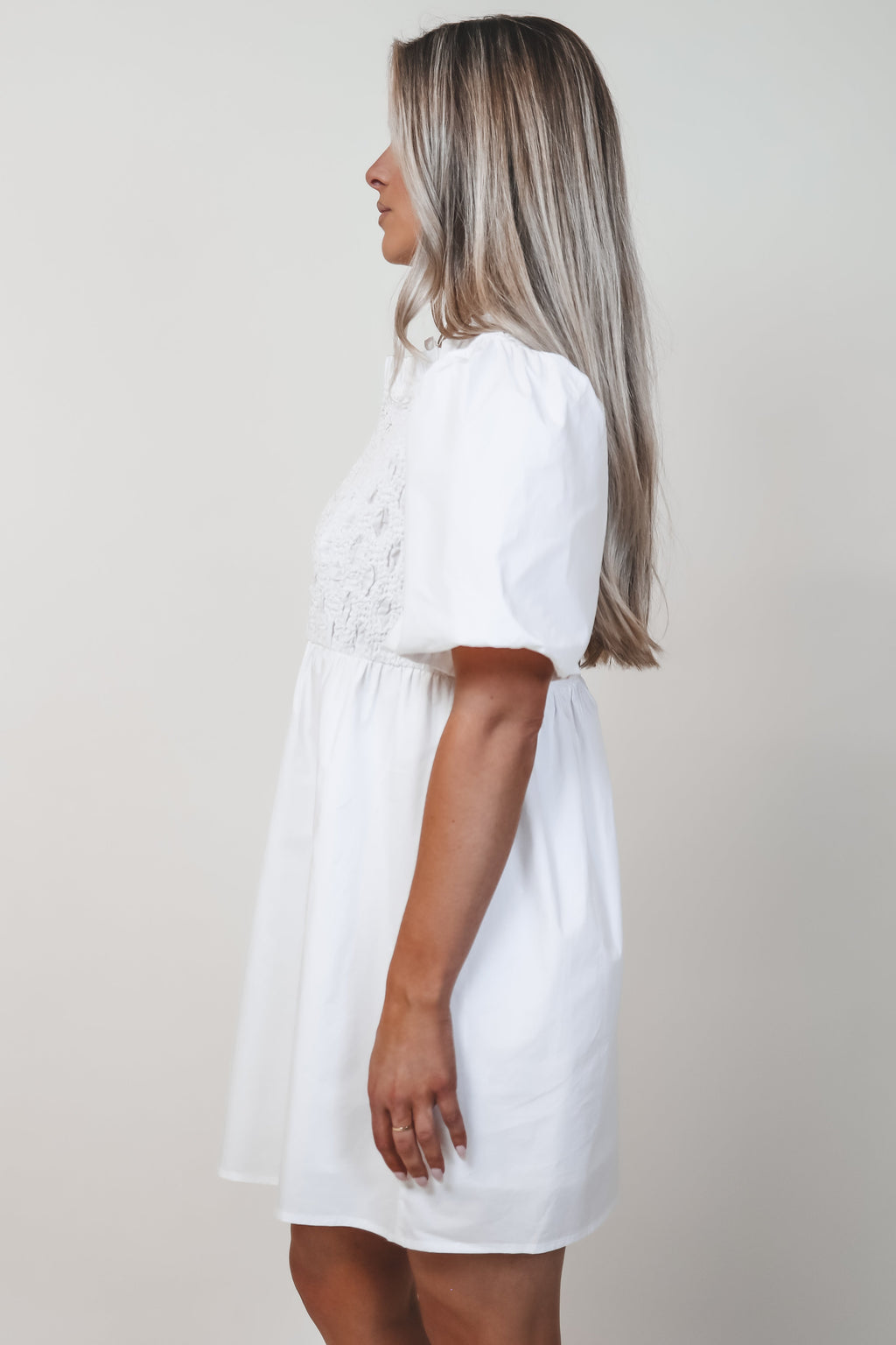 Yes Please White Smocked Mini Dress