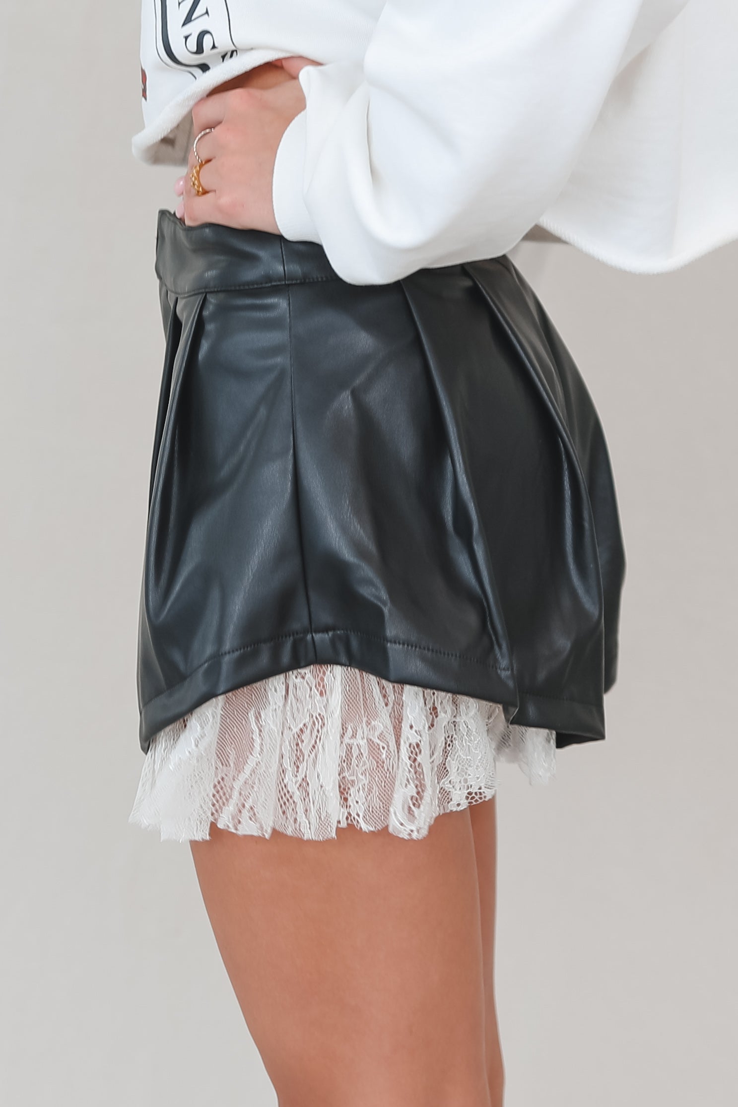 Leather And Lace Are My Fav Mini Shorts