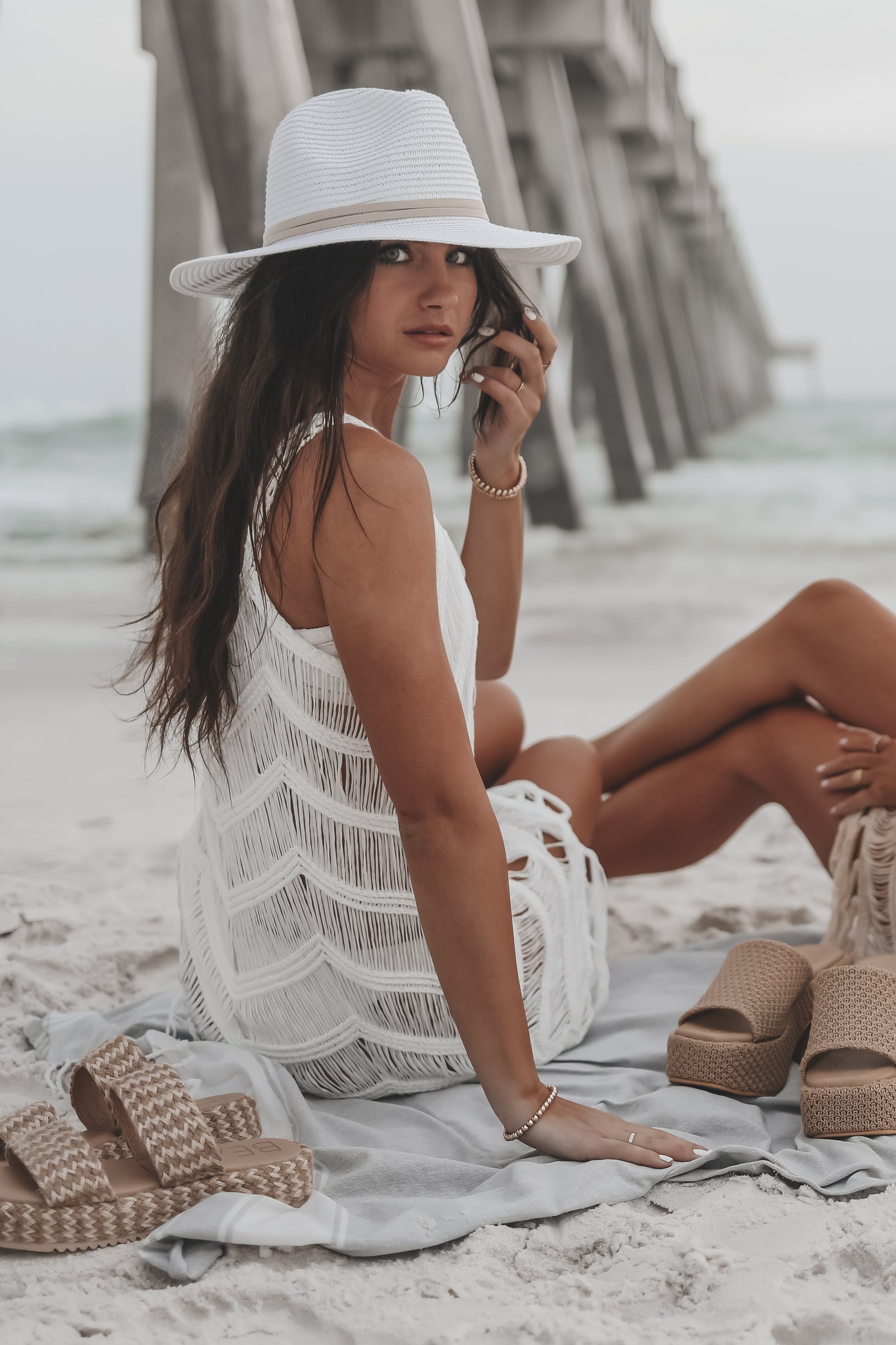 Surfs Up Fringe Knit Cover Up