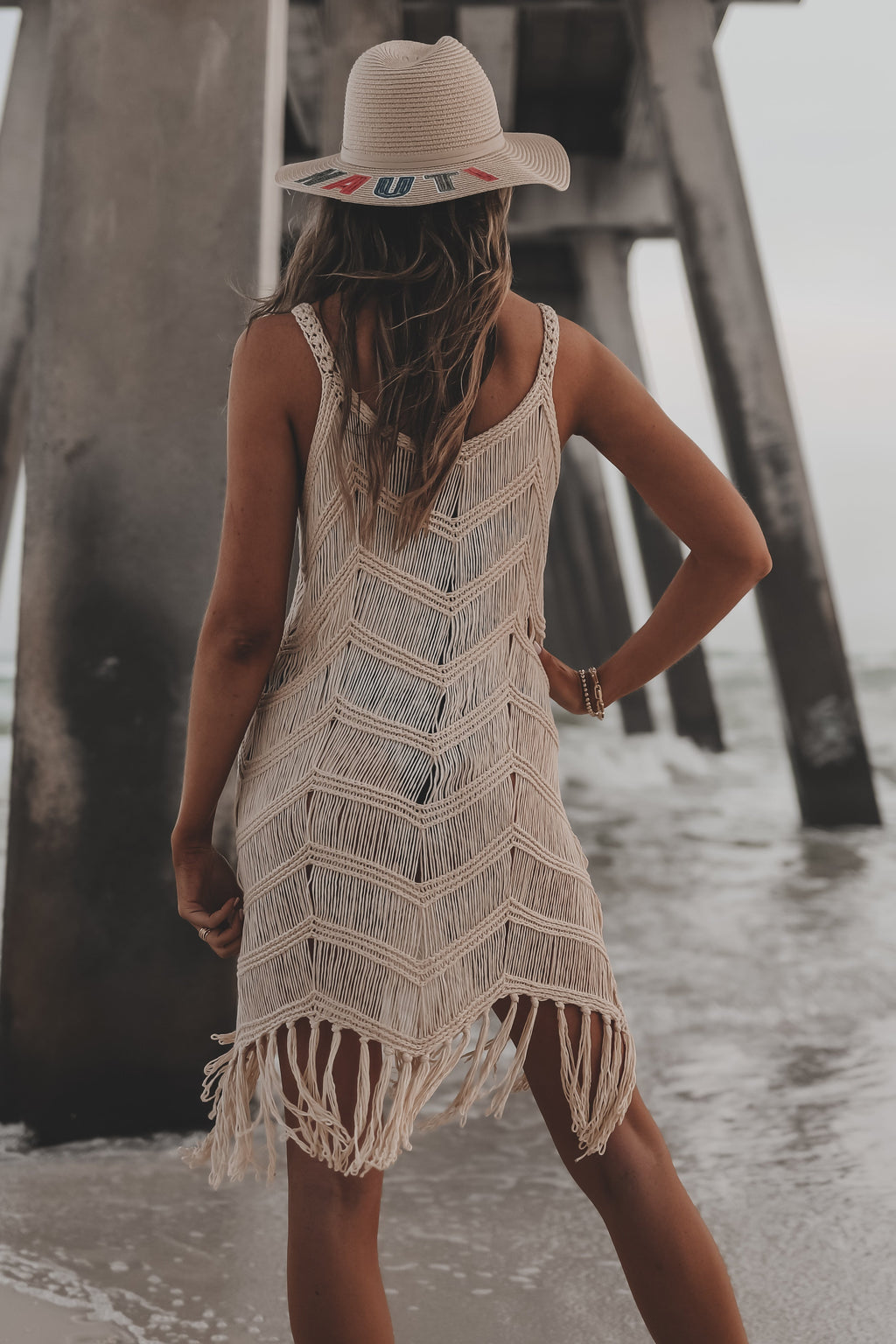 Surfs Up Fringe Knit Cover Up