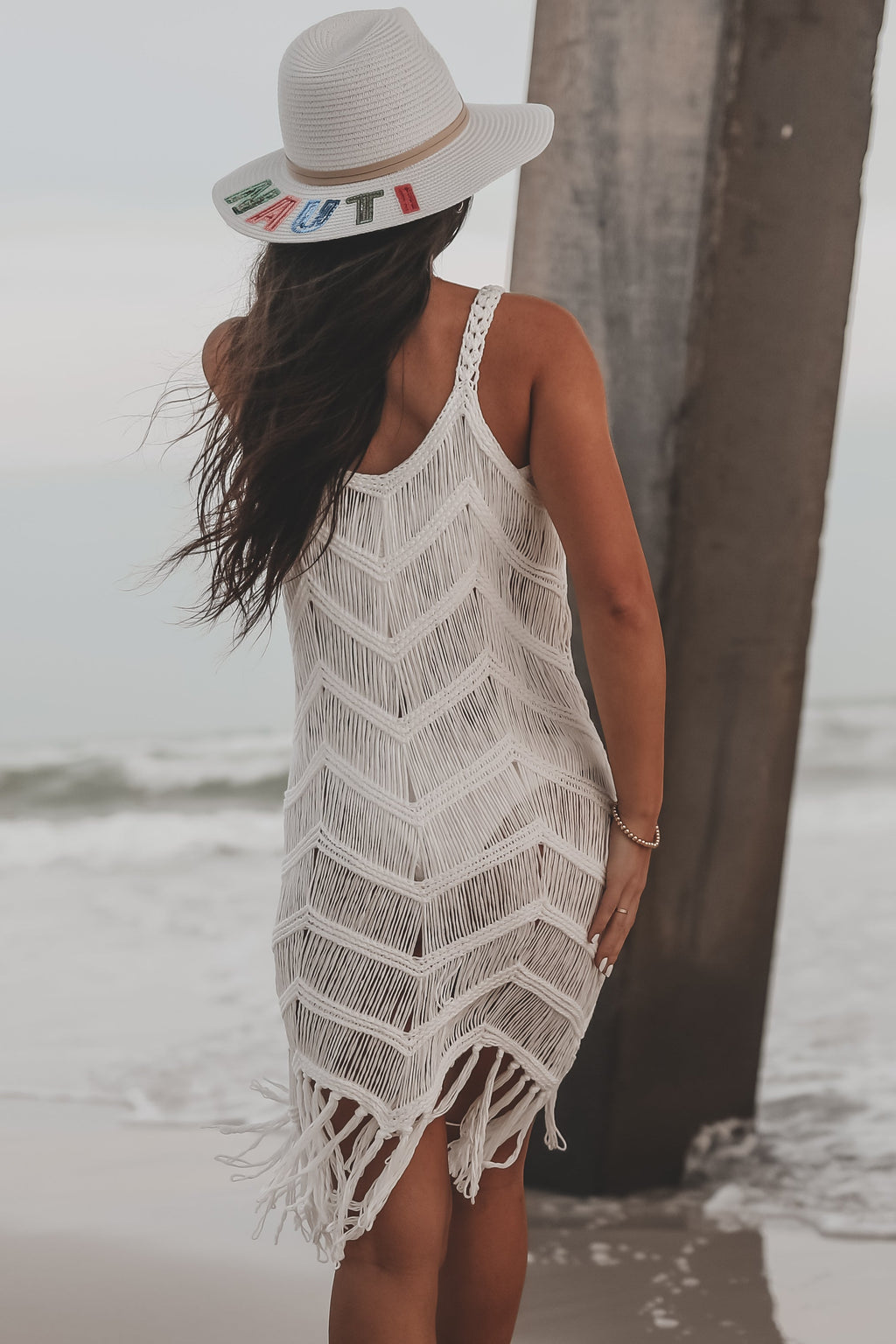 Surfs Up Fringe Knit Cover Up