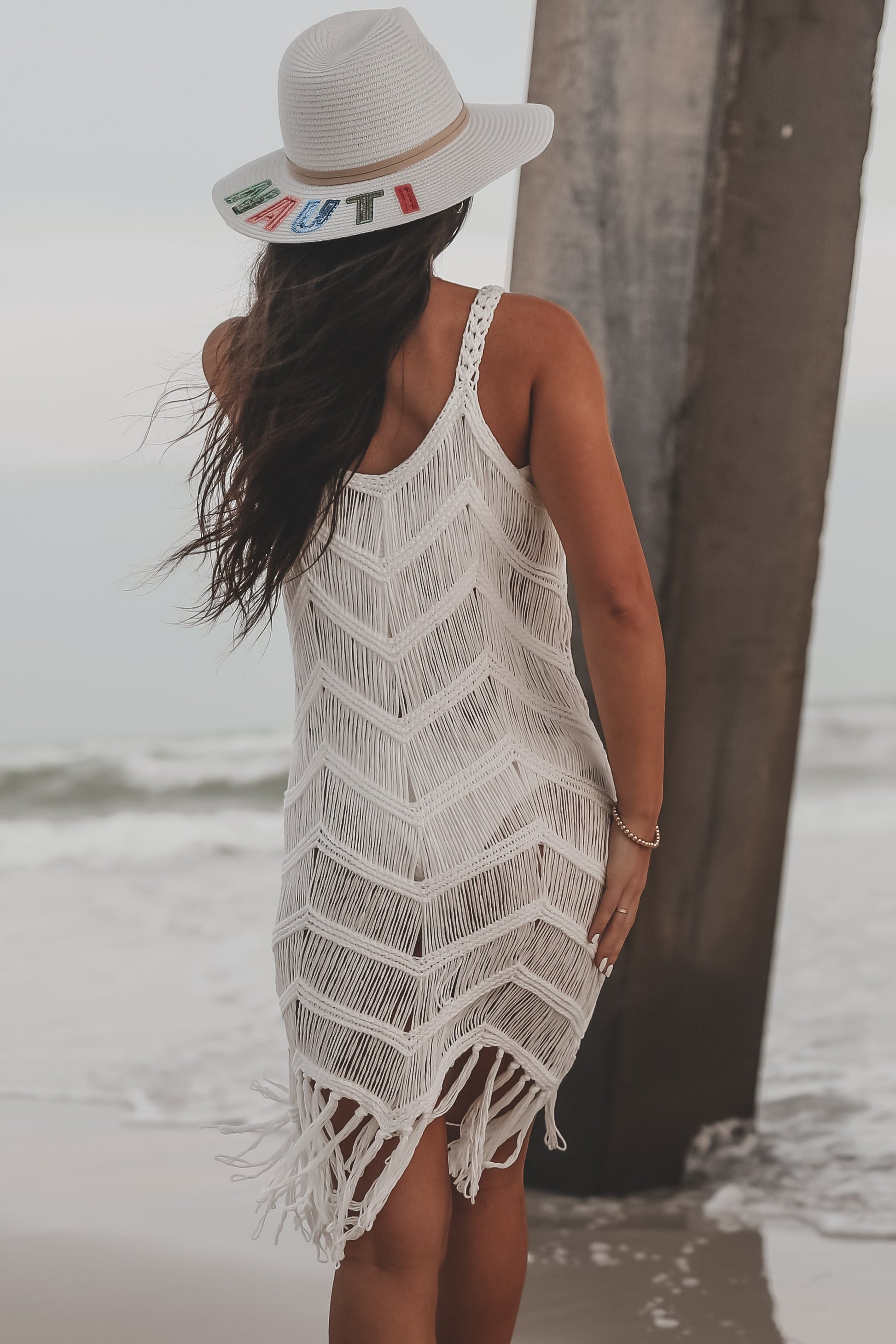 Surfs Up Fringe Knit Cover Up