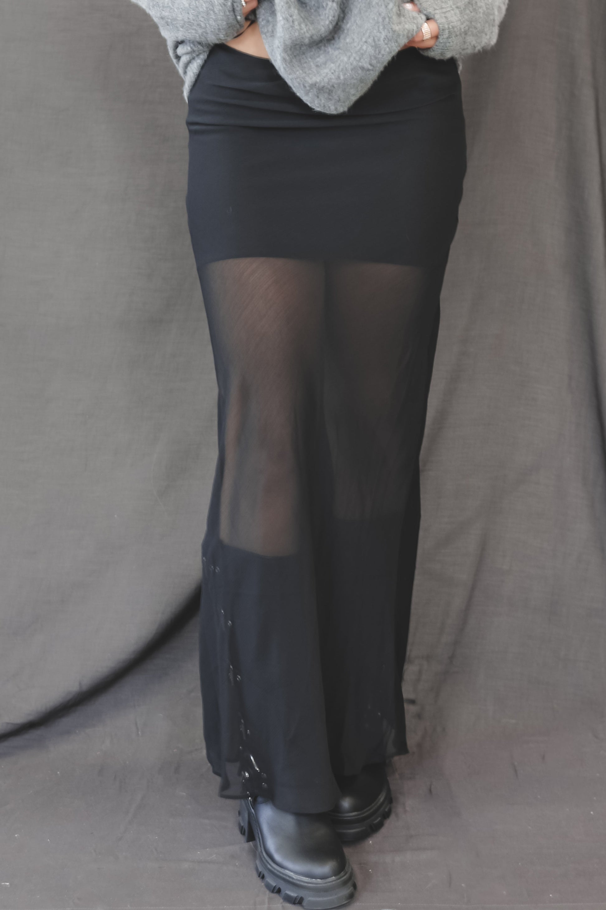 Something Spicy Black Sheer Maxi Skirt