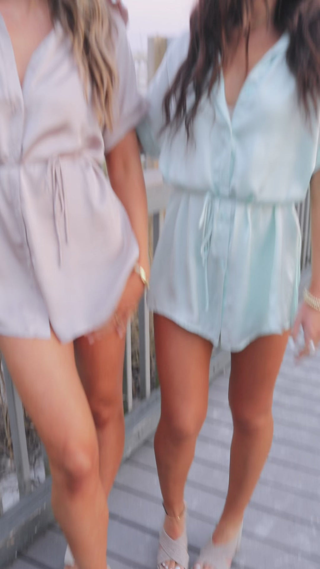 The Beverly Satin Short Sleeve Romper Dress