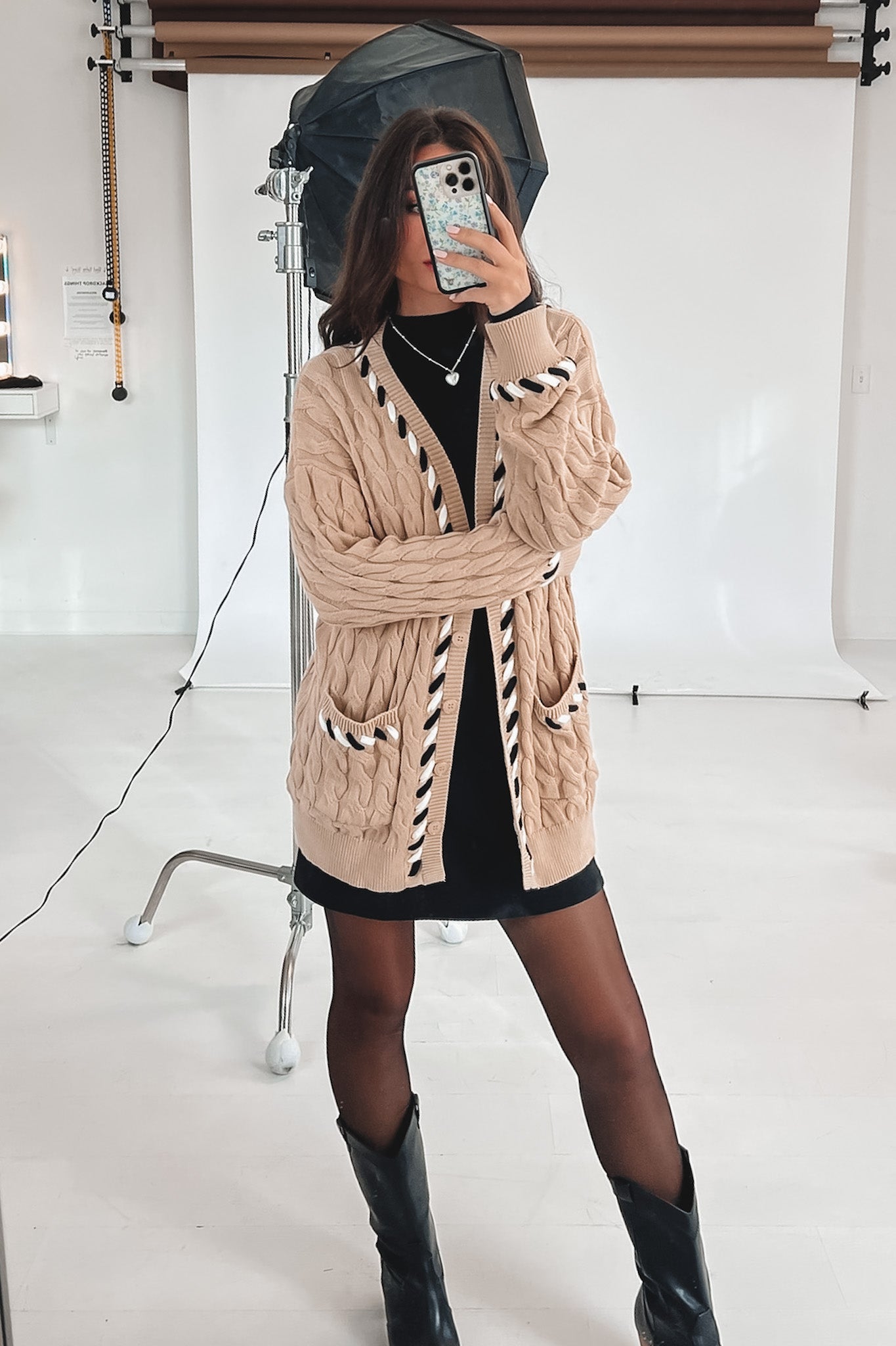 Sadie & Sage Hustle Long Sleeve Black Mock Neck Dress