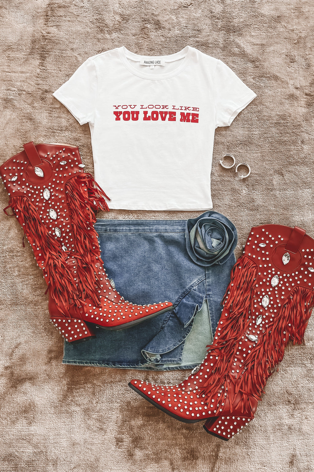 You Look Like You Love Me Short Sleeve Concert Graphic Baby Tee Crop