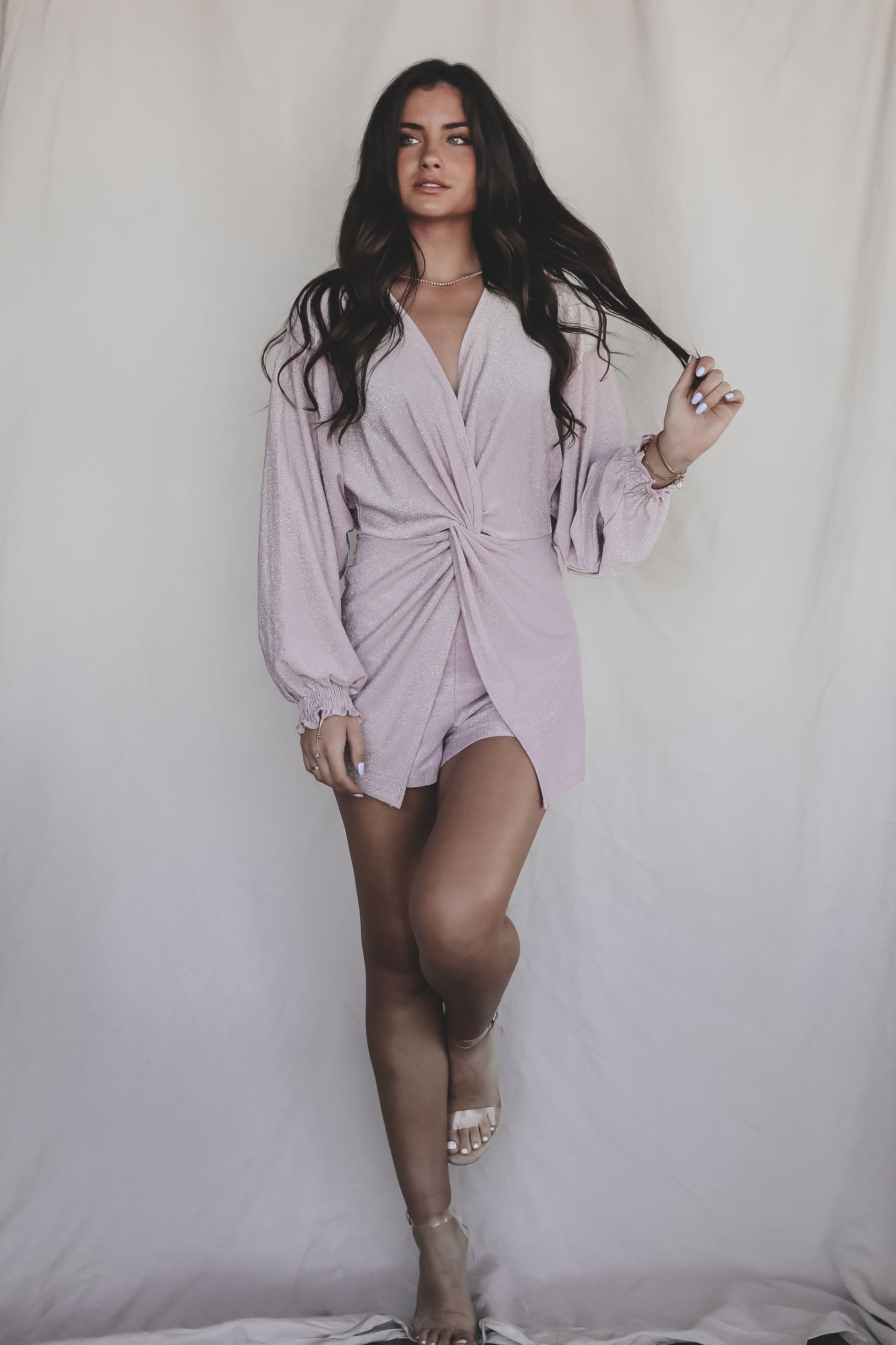 Brightest In The Room Light Purple Shimmer Romper