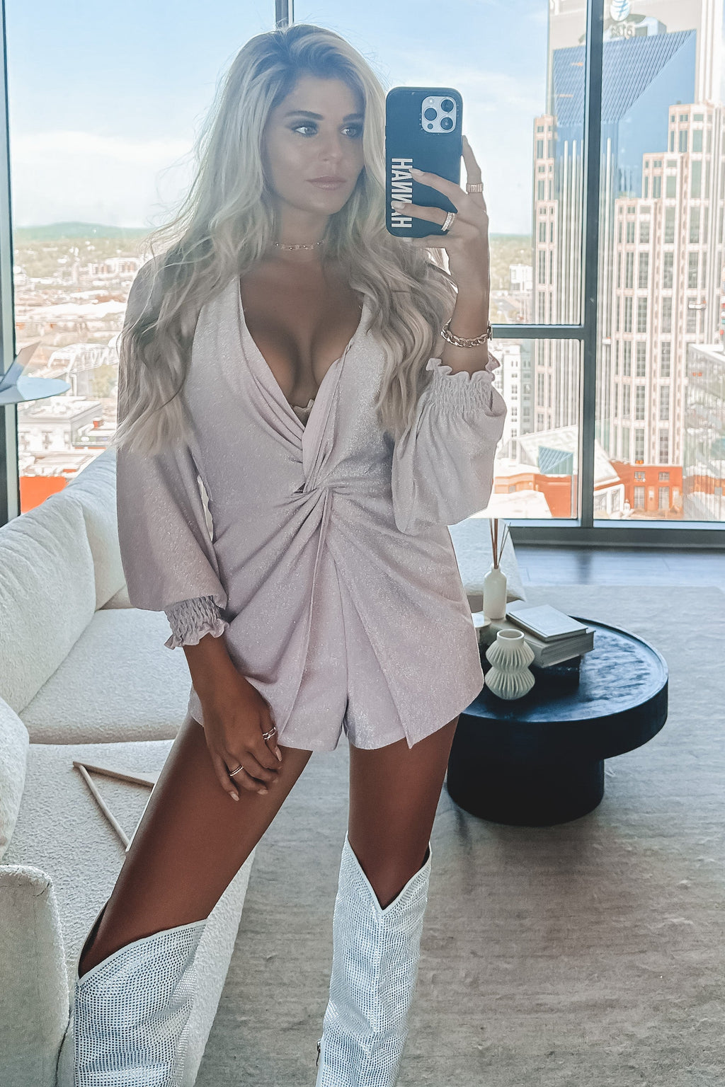 Brightest In The Room Light Purple Shimmer Romper