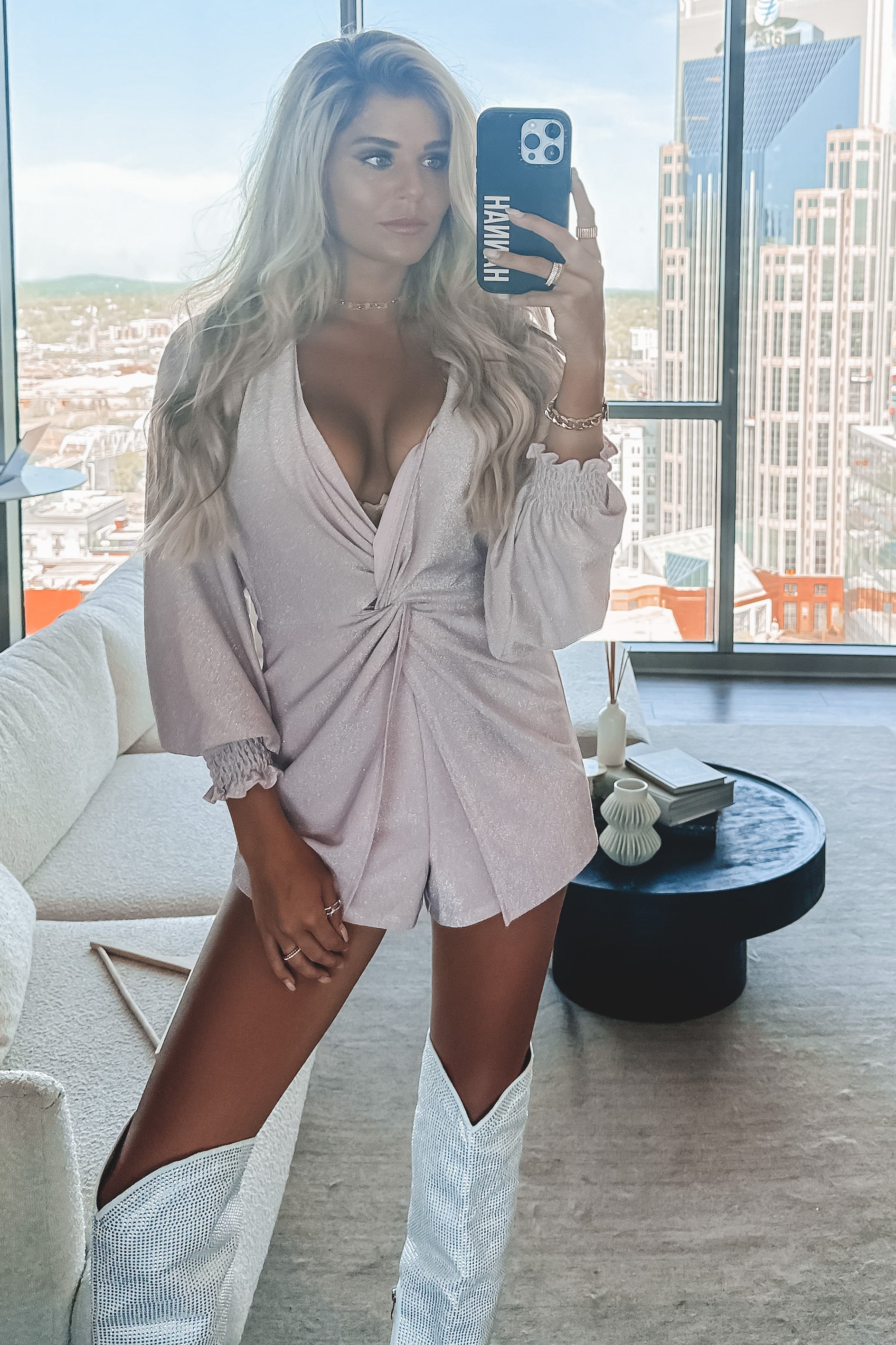 Brightest In The Room Light Purple Shimmer Romper