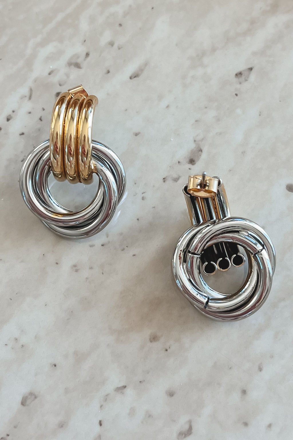 Two Fab To Care Two Tone Gold And Silver Hoop Earrings