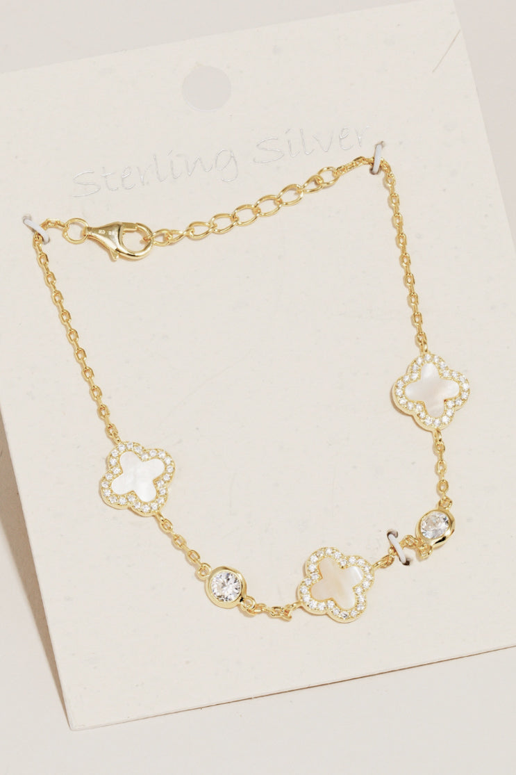 Call Me Classy Sterling Silver Clover Bracelet