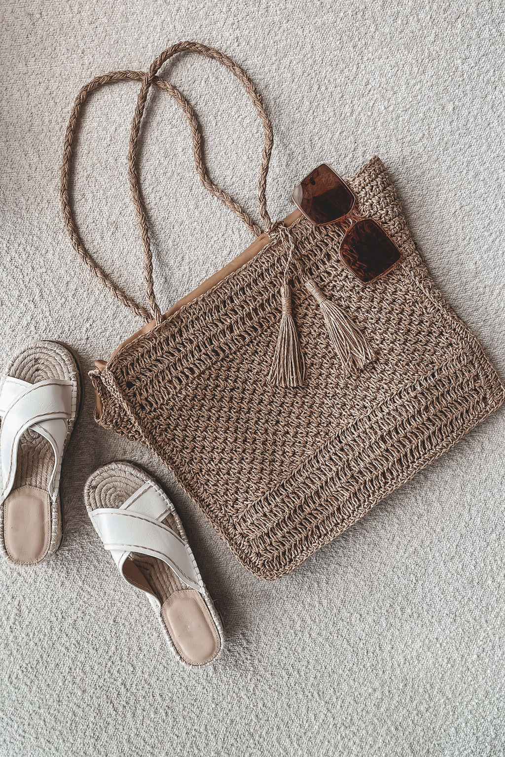 A Stroll On The Beach Straw Knit Tote Bag