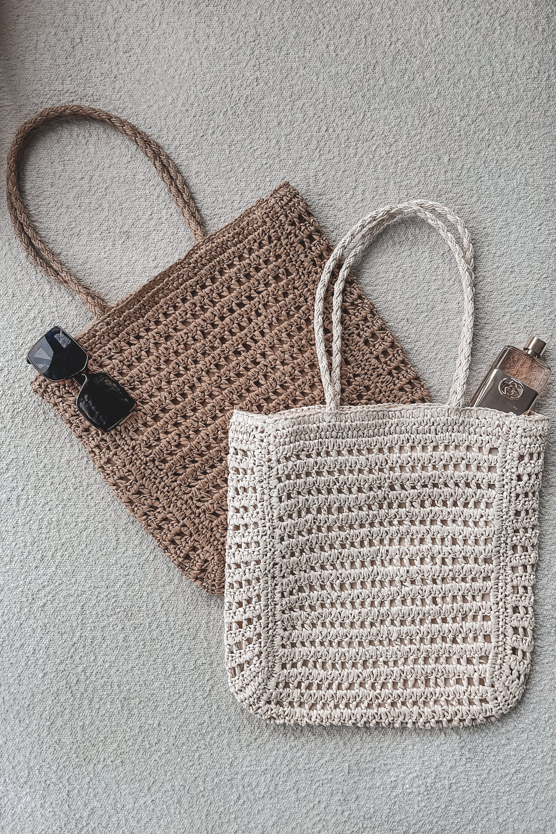 Sea Shells Inside  Straw Braided Beach Tote Bag