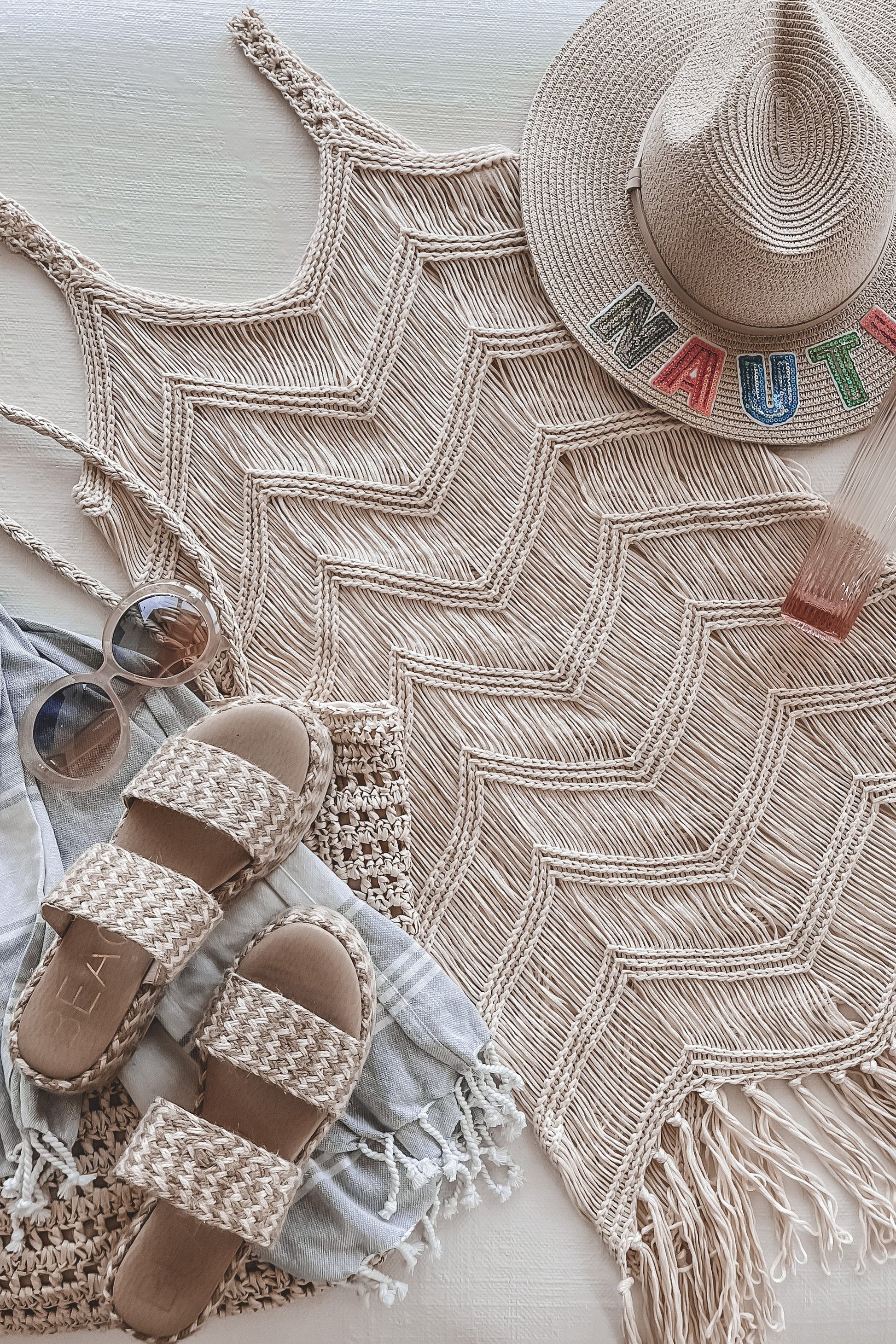 Surfs Up Fringe Knit Cover Up