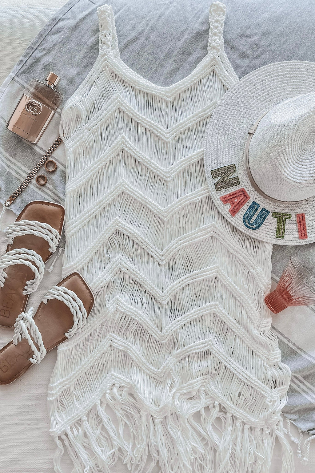 Surfs Up Fringe Knit Cover Up