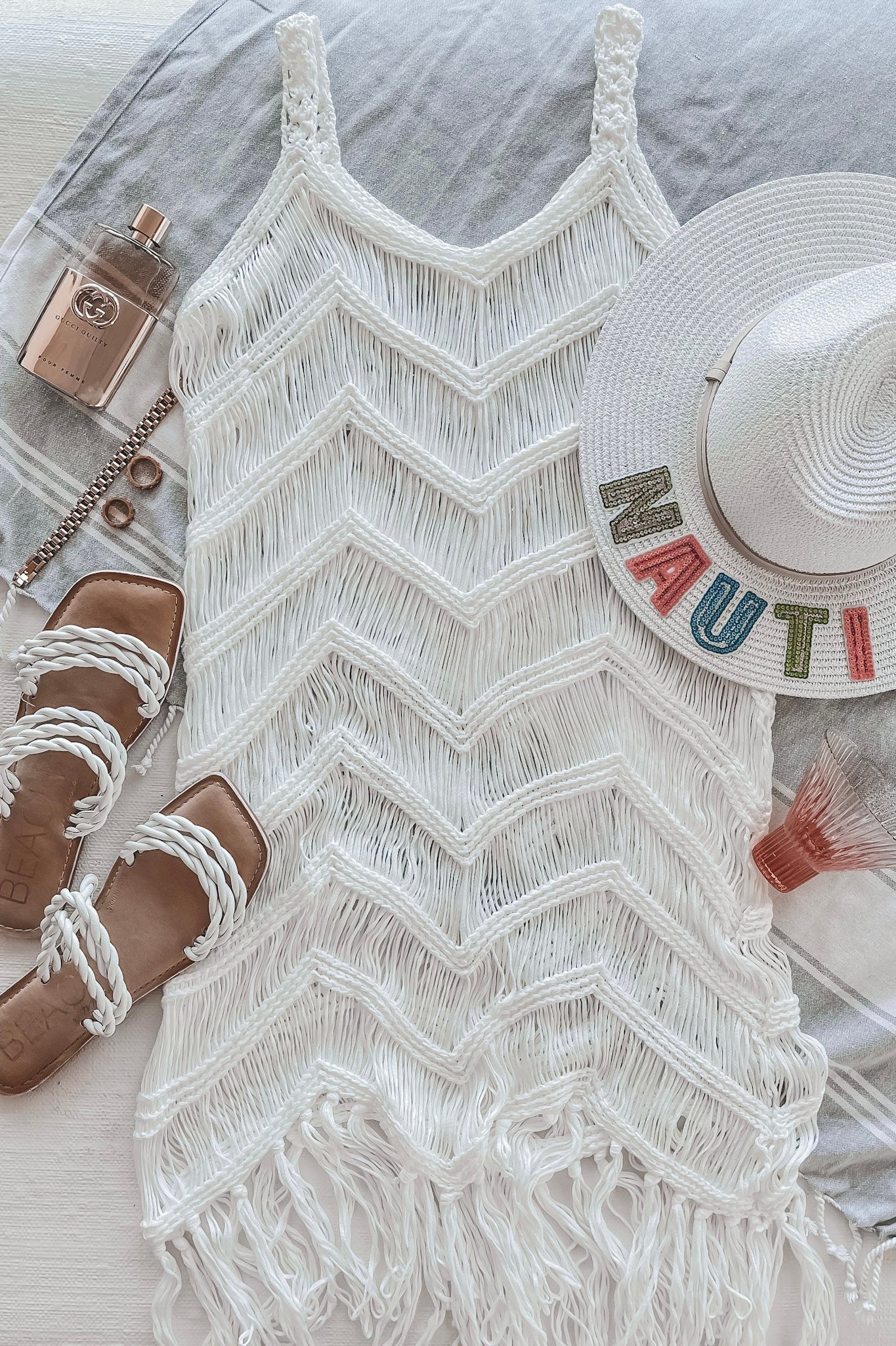 Surfs Up Fringe Knit Cover Up