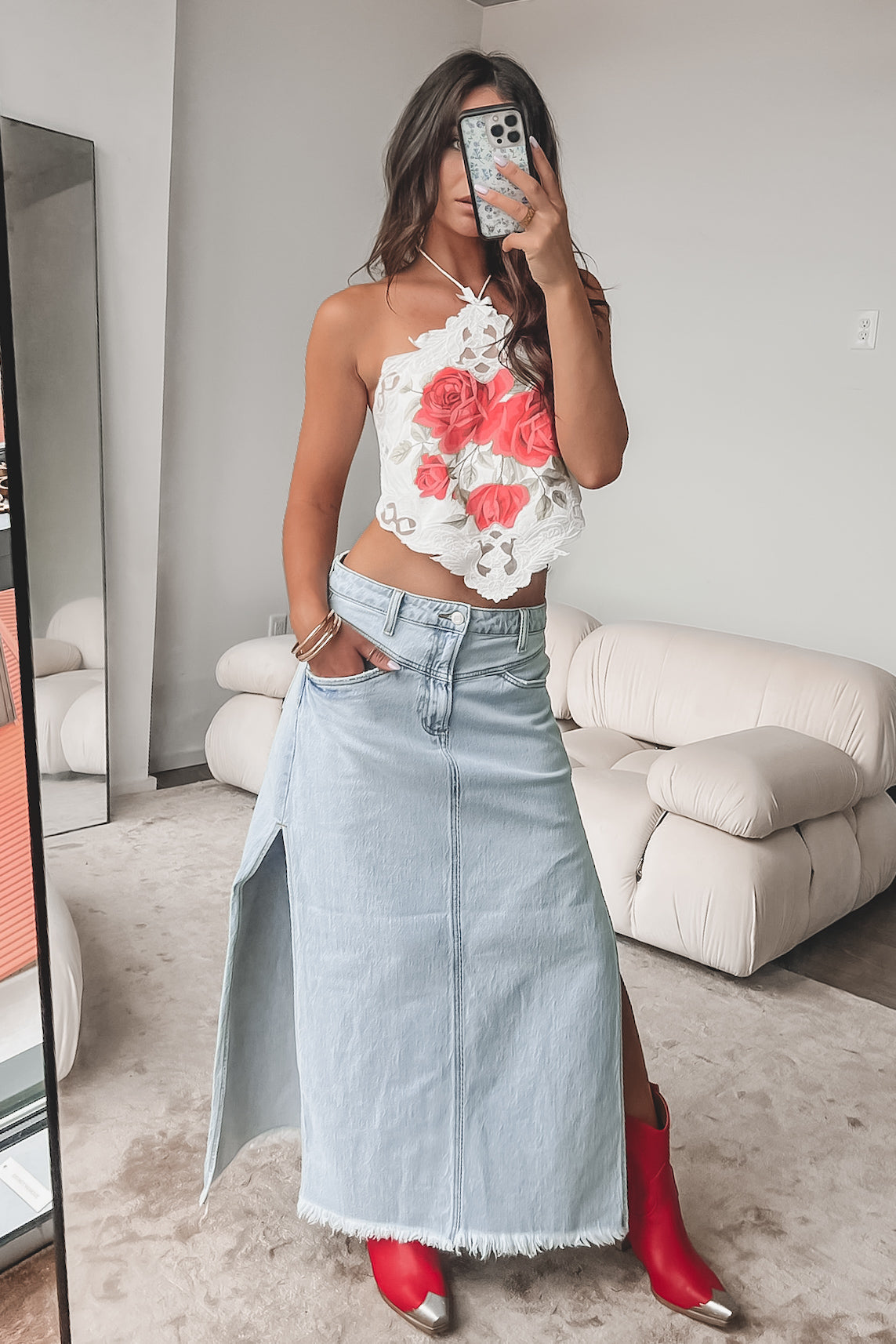 Long Hot Stunner Denim Maxi