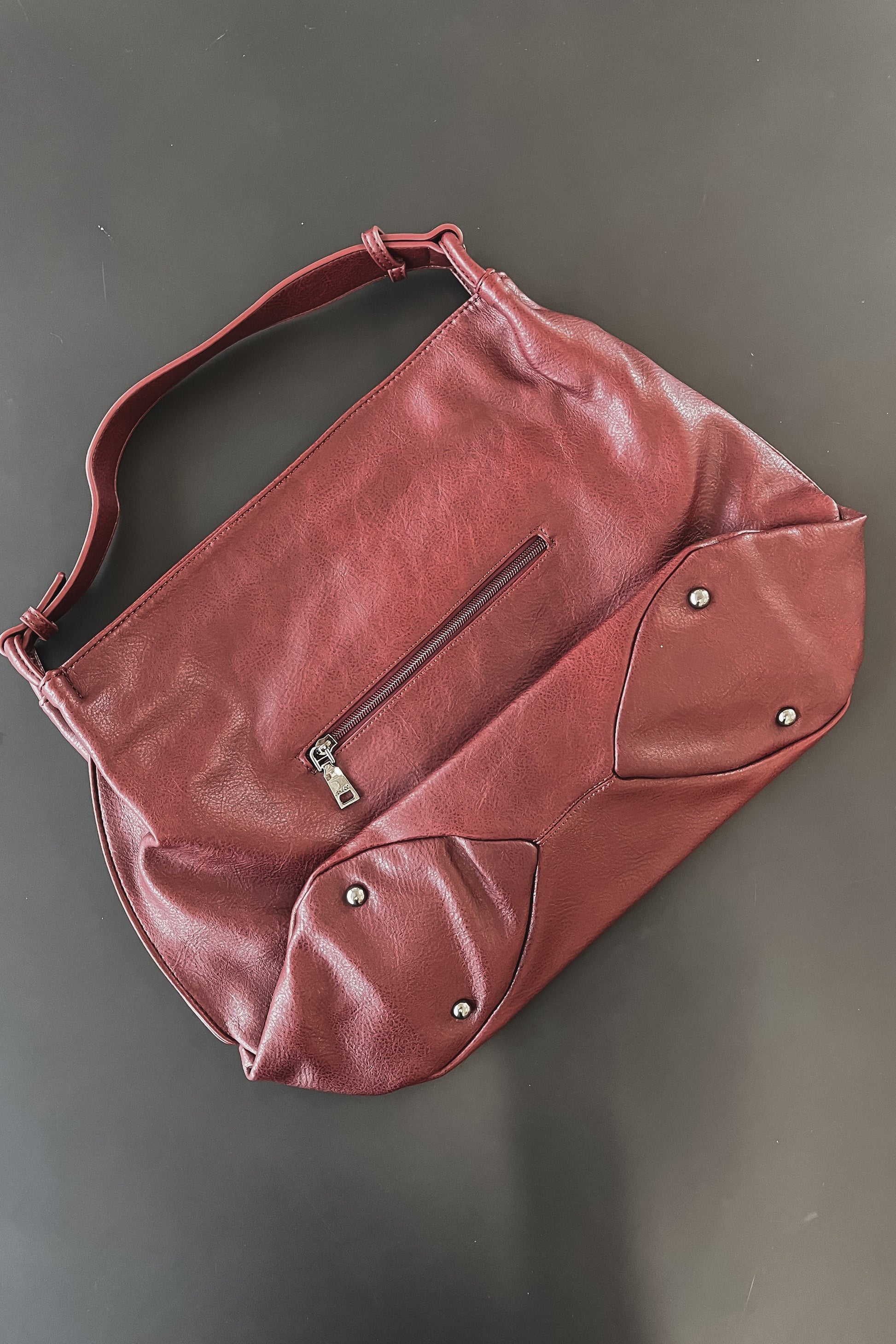 DEAL Sophisticated Is My Middle Name Vegan Leather Burgundy Tote Shoulder Bag