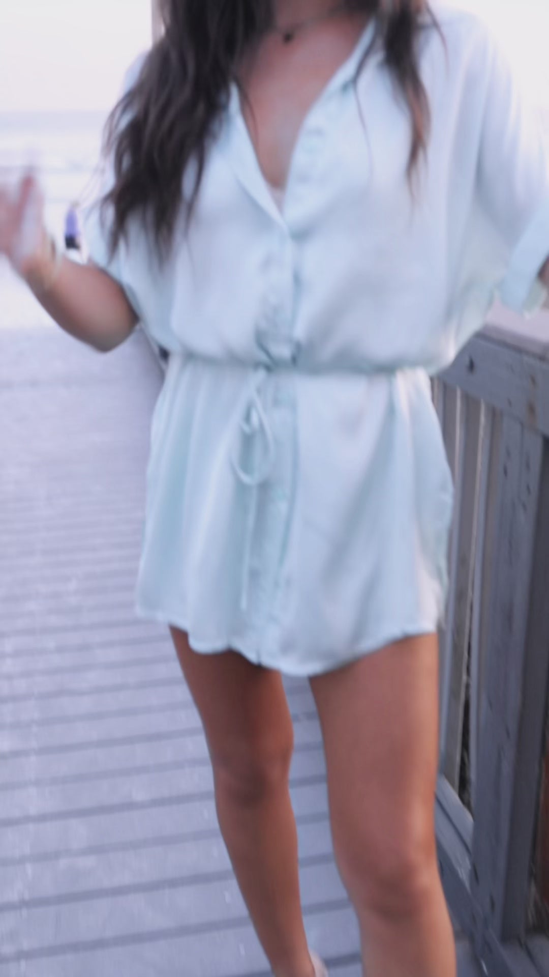 The Beverly Satin Short Sleeve Romper Dress
