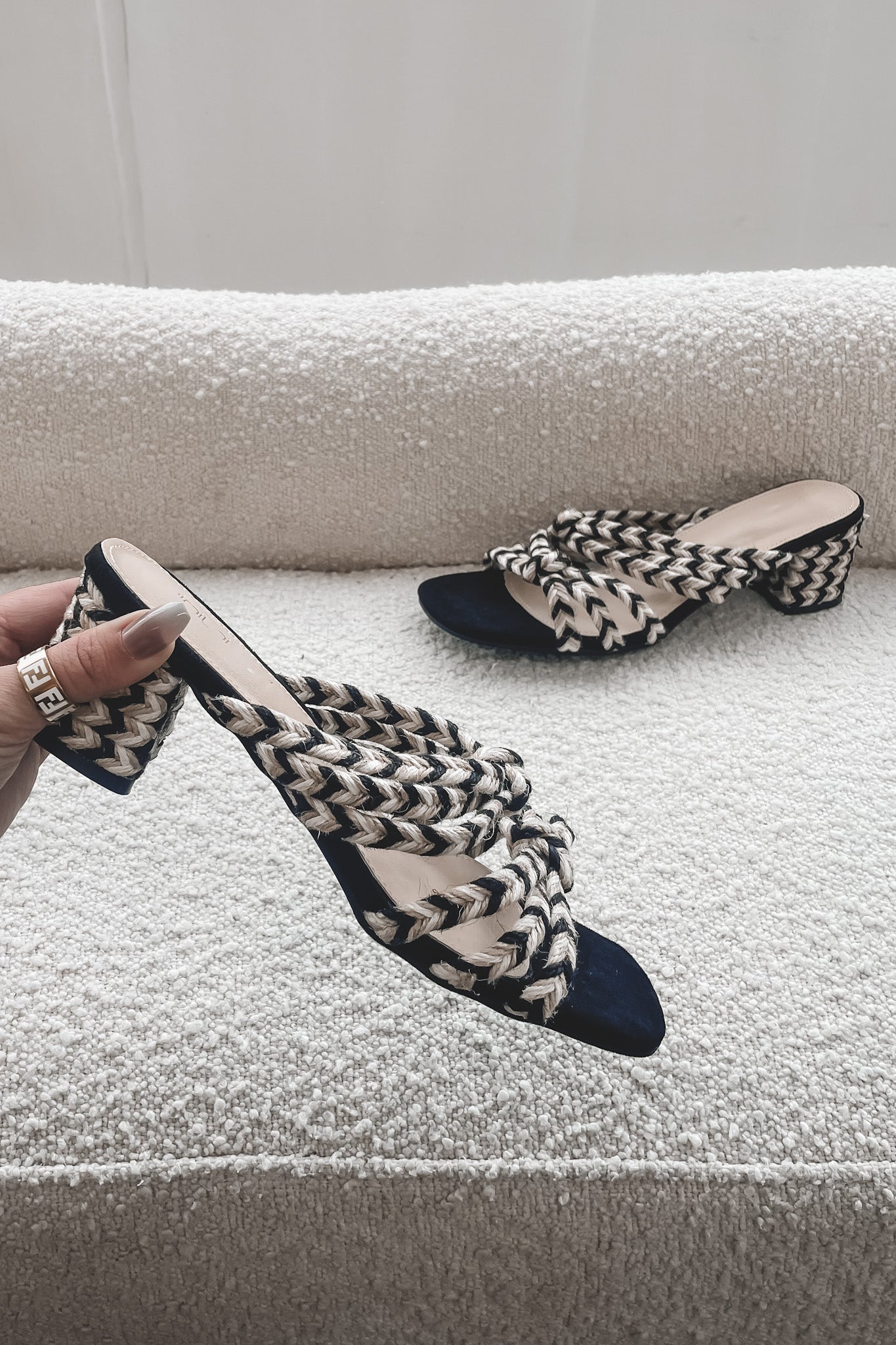 Dressed Up Nicely Black Multi Color Woven Block Heels